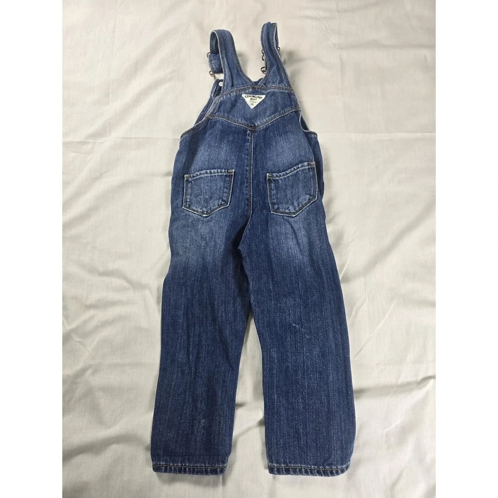 OshKosh B'gosh Overalls Girls 2T Blue Denim Vestbak Heart‎ Bib Jeans Pockets